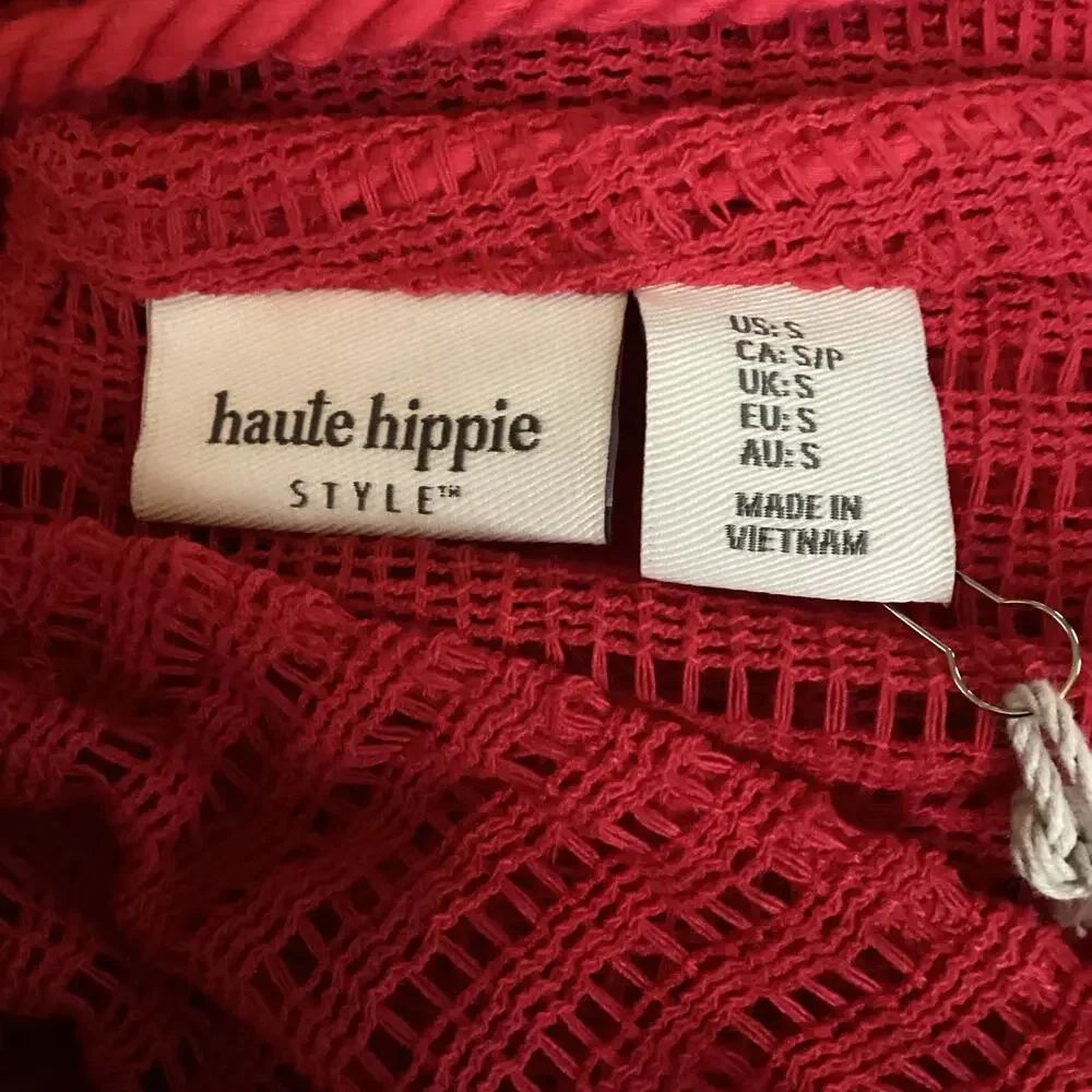 Haute Hippie Red Mesh Rope Strap Midi Cover Up Dress NWT S